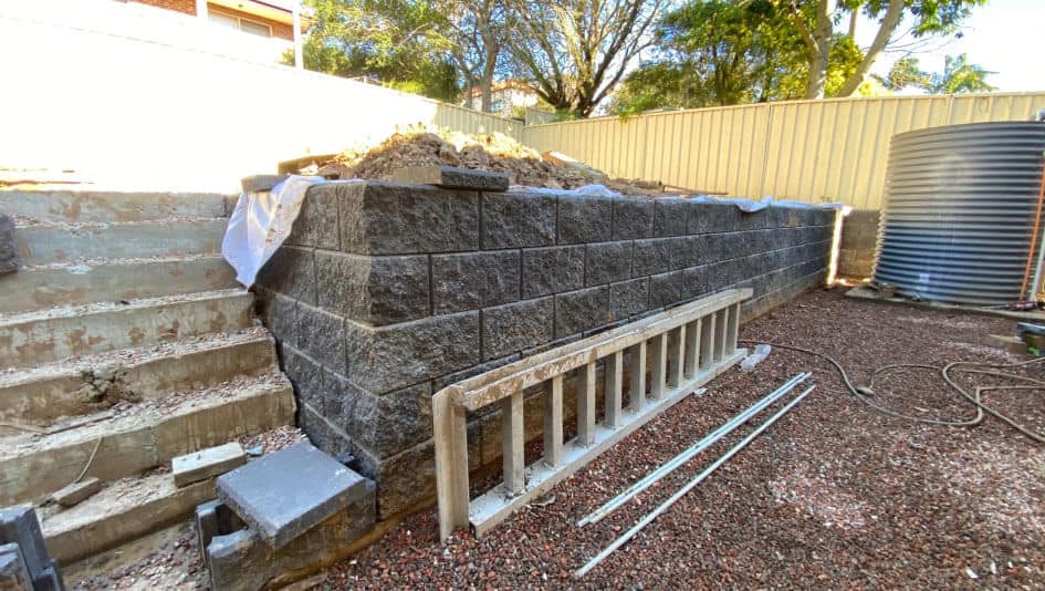 retaining walls almost to completion construction